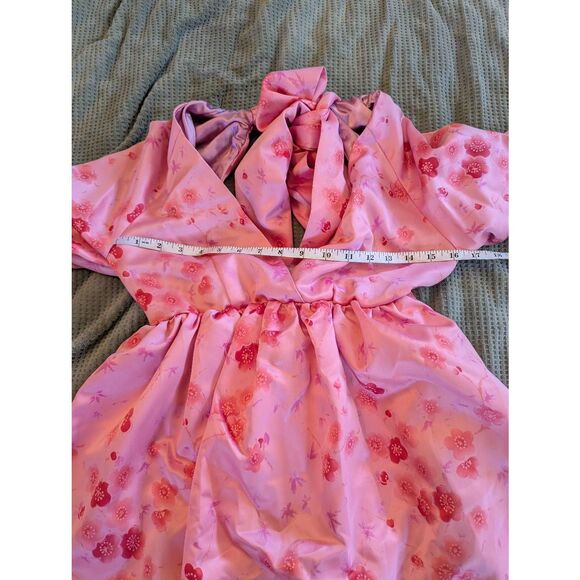 Revolve X House of Blythe Women's Size XS Watercolor Pink Fleura Mini Dress - Picture 4 of 6